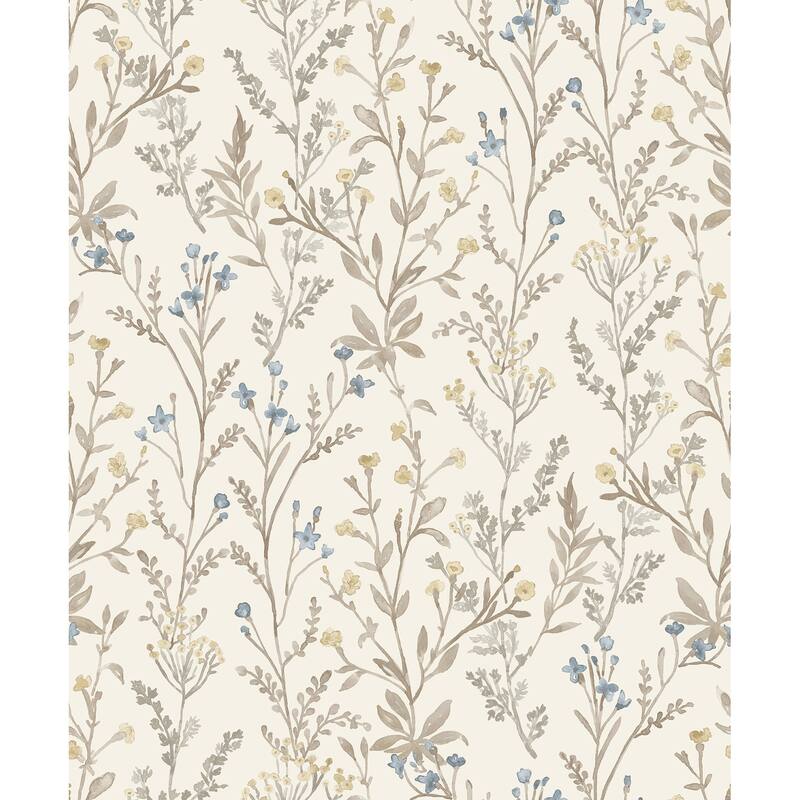 Chesapeake Laverne Neutral Wildflowers Wallpaper