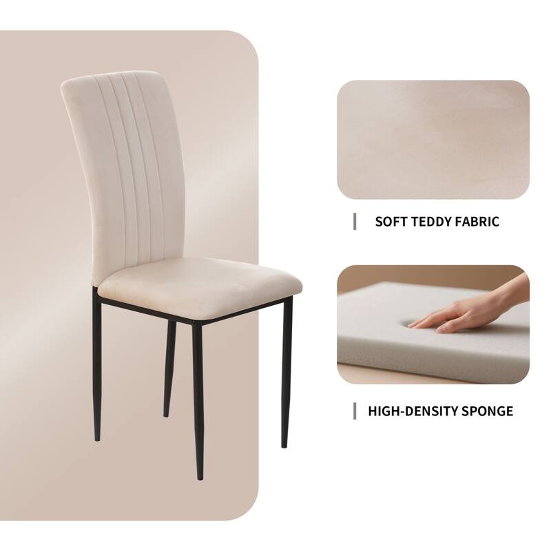 16.1" Velvet Upholstered Chairs with Metal Legs, Set of 4
