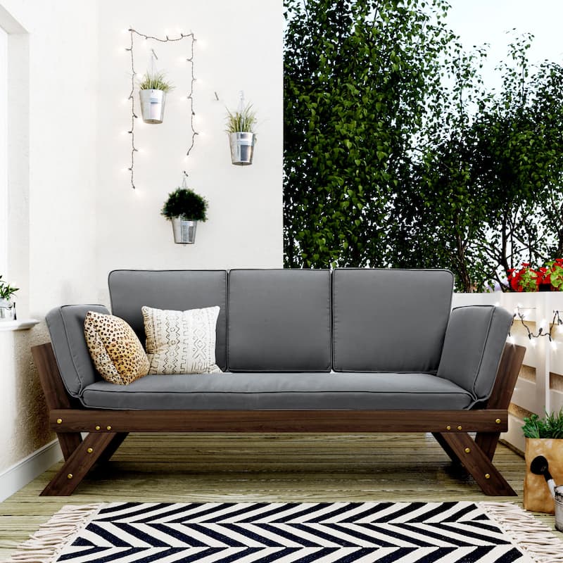 Outdoor Adjustable Sofa Chaise Lounge with Cushions