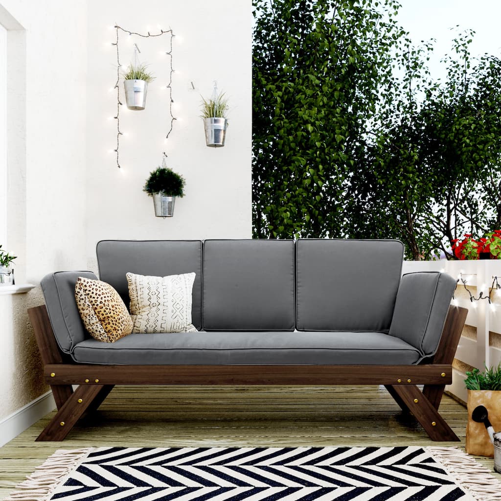 Outdoor Adjustable Sofa Chaise Lounge with Cushions