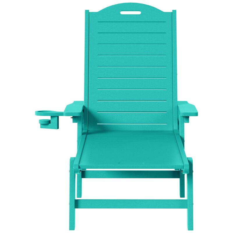 Brighton Outdoor Poly Reclining Chaise Lounge with Wheels & Cup Holder (Set of 4)