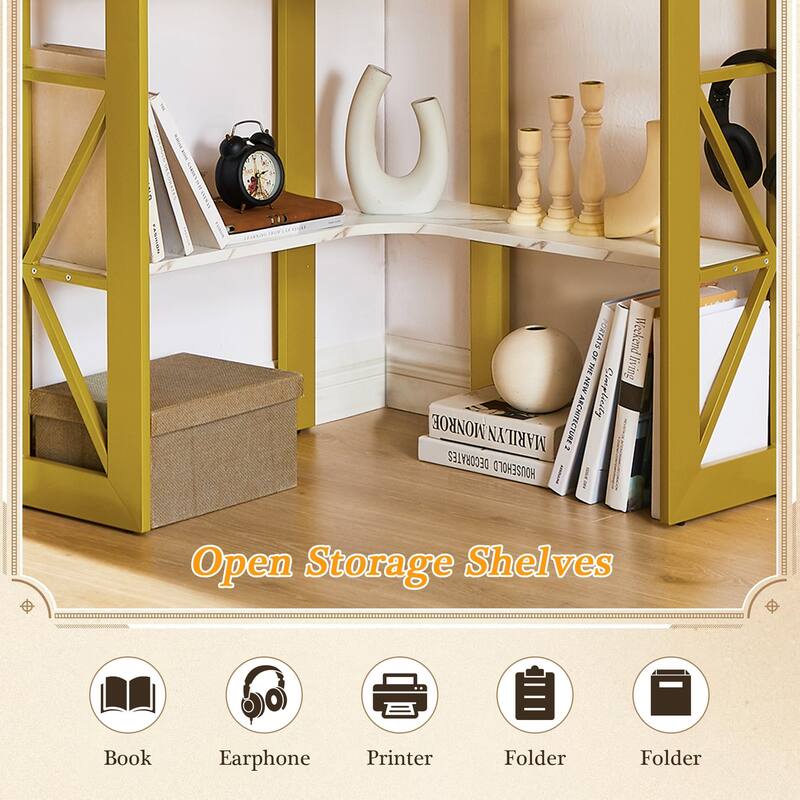 VECELO Triangular Corner Desk with Keyboard Tray Space Saving Metal Computer Desk for Home Office Study Bedroom