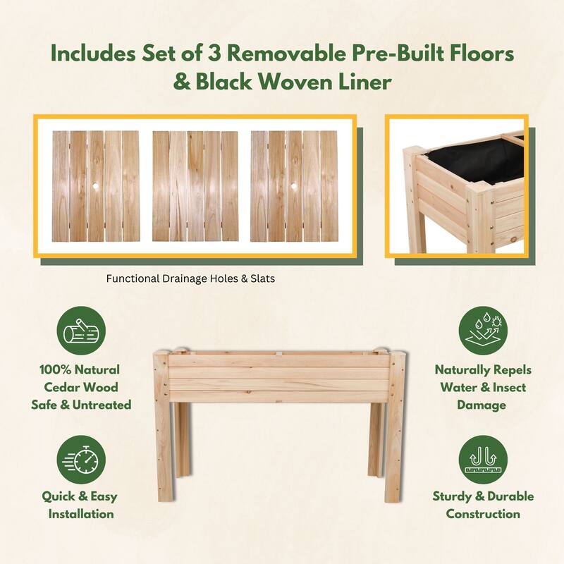BloomBox Wooden Raised Vegtable Garden Bed Elevated Planter Box (2 Sizes)