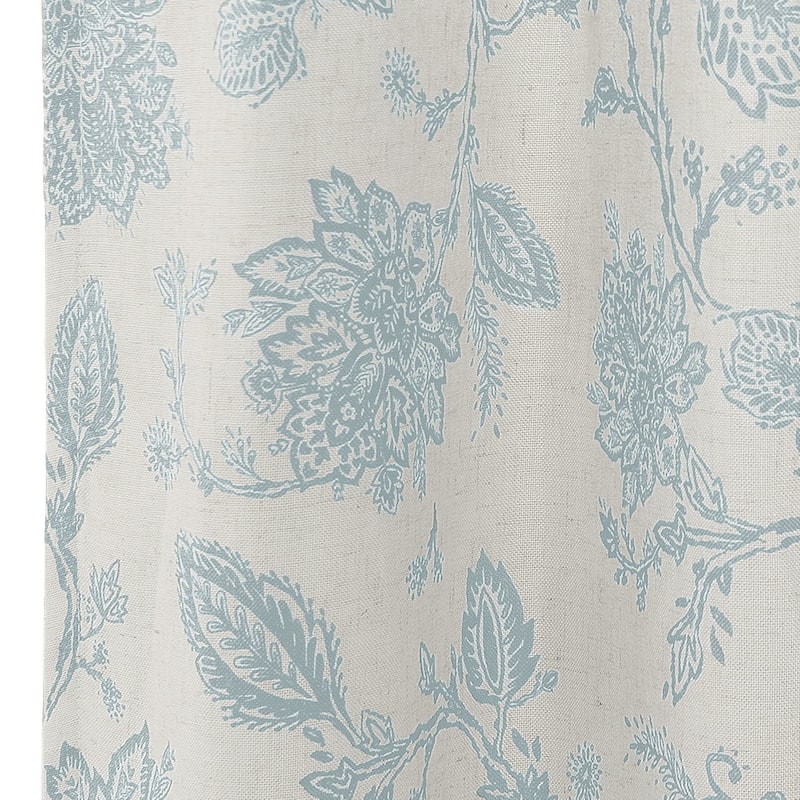 DriftAway Freda Jacobean Floral Linen Blend Lined Blackout Back Tabs Window Curtains