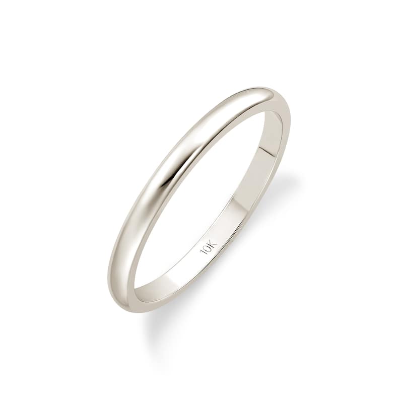 Clover White Gold High-Polish Classic Wedding Band 2-3mm - 10k - 4.5 (2mm)