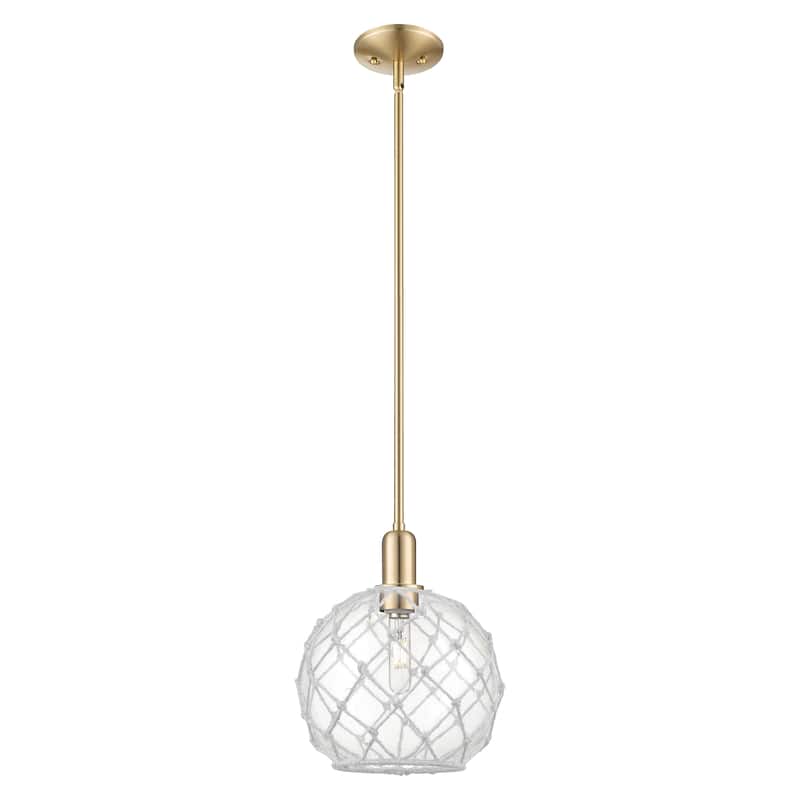 Innovations Lighting Endless Possibilities Arcadia - Farmhouse Rope - 1 Light 10" Stem Hung Mini Pendant - Clear Glass with White Rope/Champagne Bronze