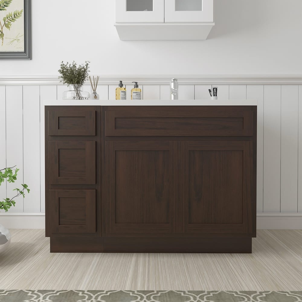 Vanity Art 42" Oak Freestanding Bathroom Vanity Cabinet without Top