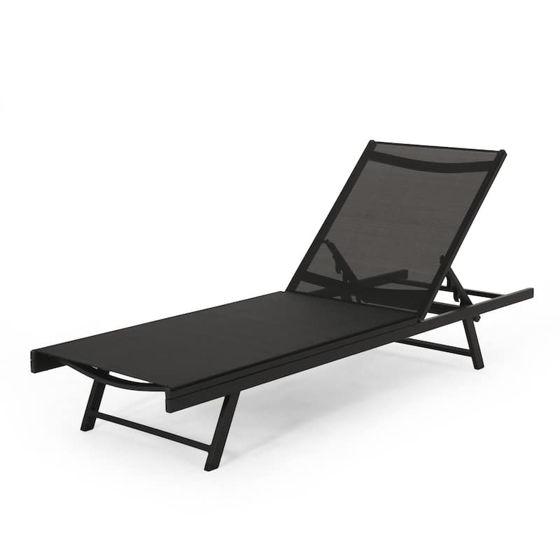 Salton Outdoor Aluminum Mesh-seat Chaise Lounge (Set of 4) by Christopher Knight Home