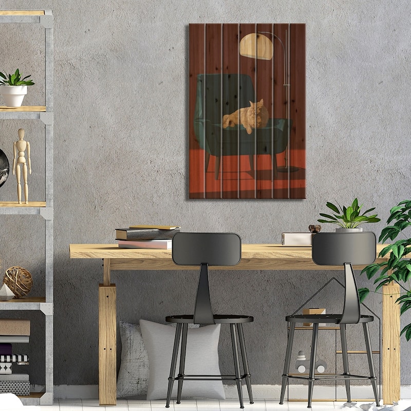 Cats In Fancy Chairs III Print On Wood by Artcatillustrated - Multi-Color