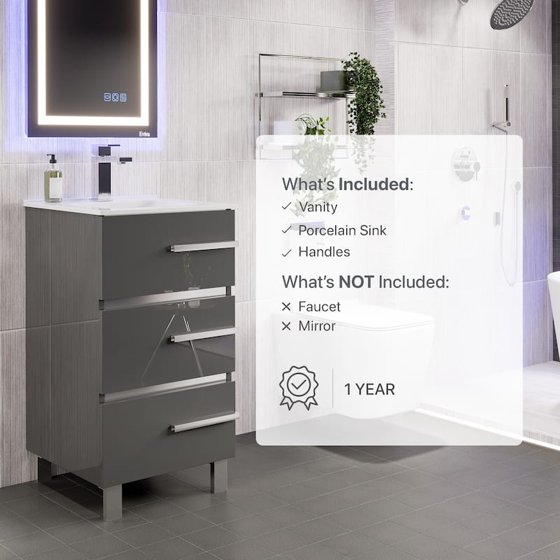 Eviva Deluxe 20"W x 18"D Vanity with White Porcelain Integrated Sink