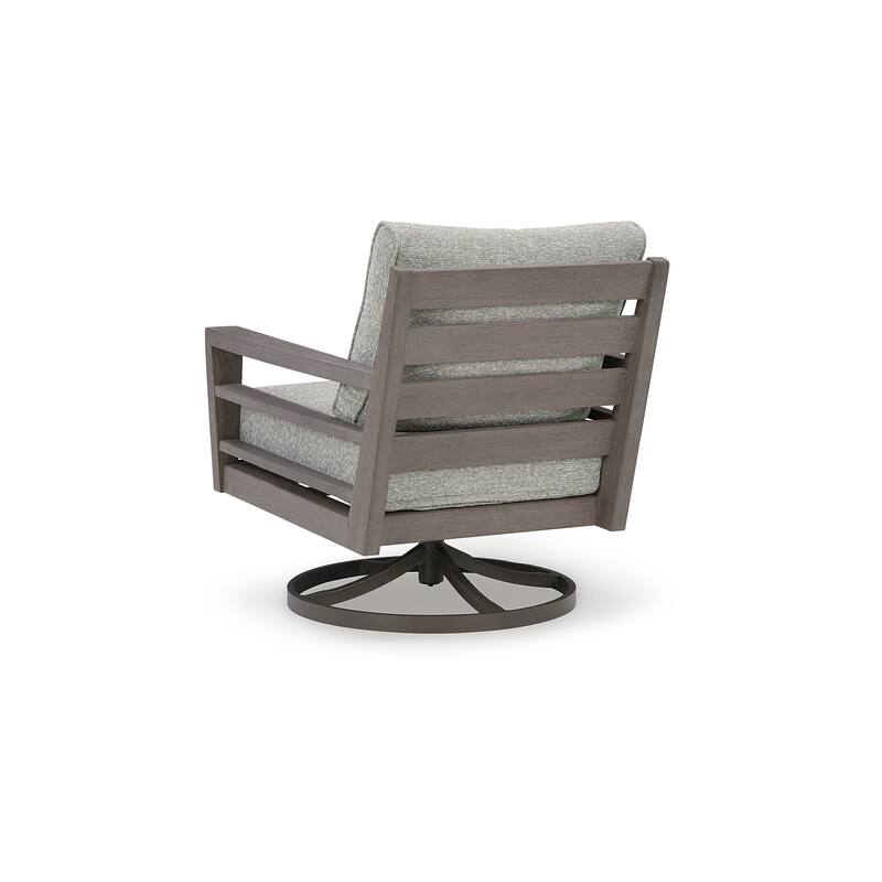 Signature Design by Ashley Hillside Barn Gray/Brown Outdoor Swivel Lounge with Cushion - 30.75" W x 34.75" D x 36.5" H
