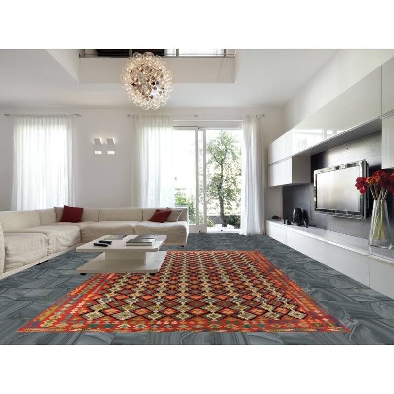 Tribal / Geometric Kilim Oriental Large Rug Flatweave Wool Carpet - 9'10"x 16'4"