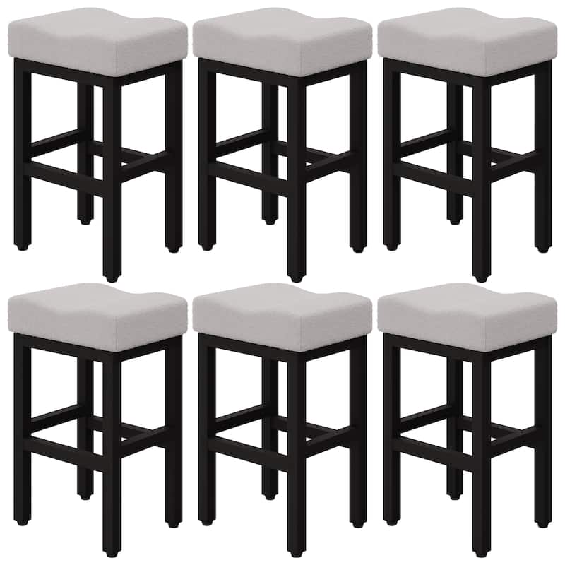 XINMICS Bar Stools, 27 Inches Modern Counter Height Bar Stools, Metal Legs Backless Upholstered Saddle Stool Chair