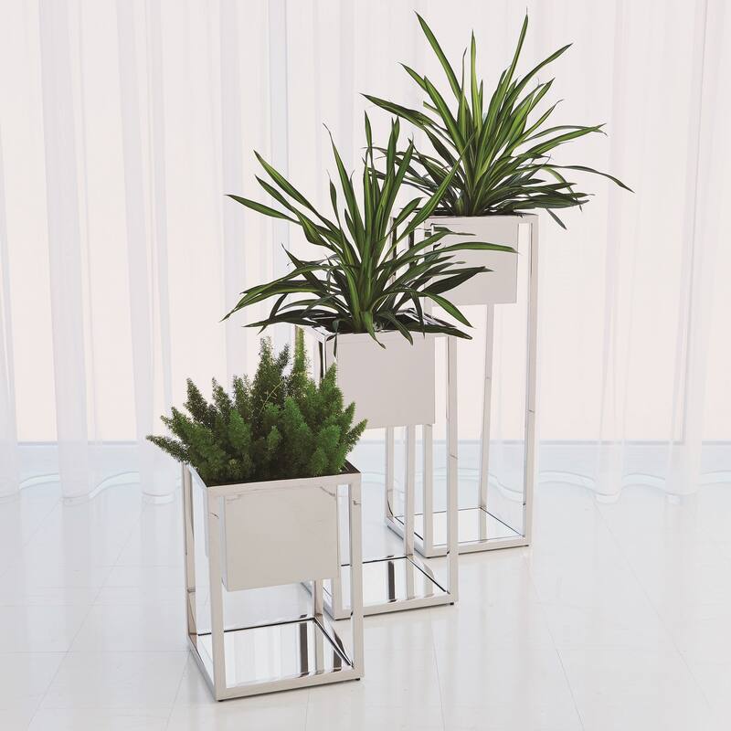 Escher Pedestal/Planter-Nickel-Sm