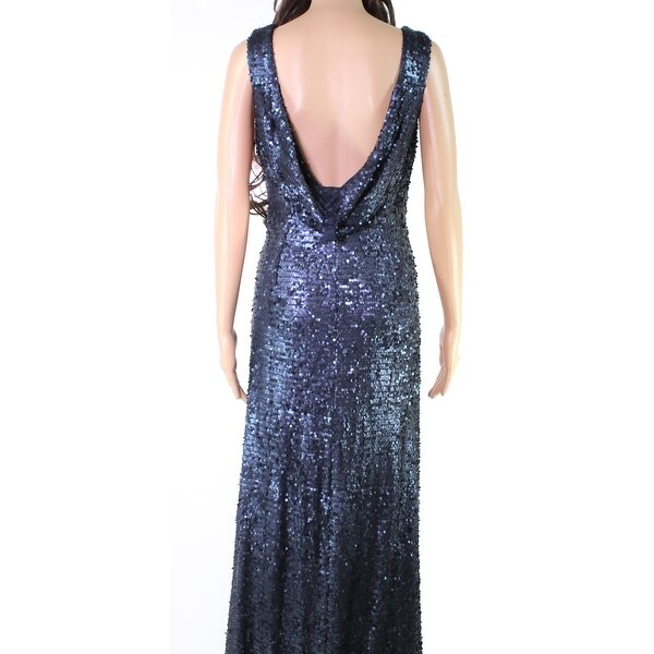 adrianna papell blue sequin dress