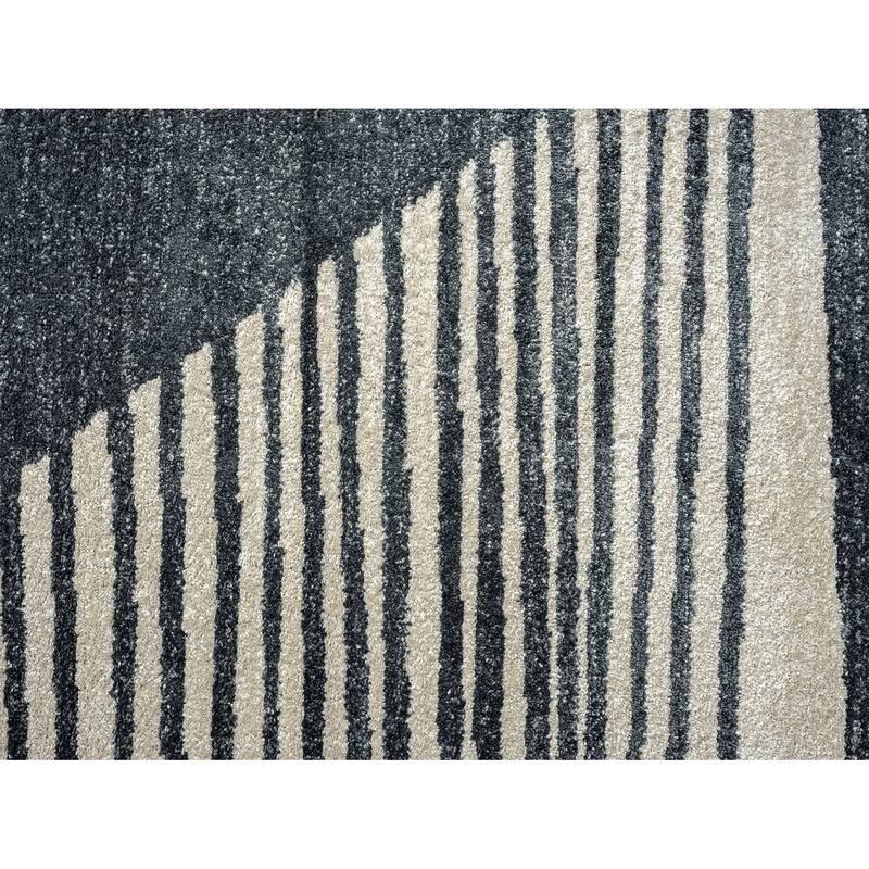 Abani Tulum TUL100A Transitional Cream and Charcoal Striped Area Rug