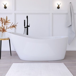 67 in. x 29 in. Acrylic Freestanding Flatbottom Soaking Bathtub in White