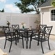 preview thumbnail 1 of 12, SUNCROWN Outdoor Patio 5/7 Piece Steel Dining Sets Metal Slatted Table and Stackable Chairs Powder Coated Frame 5-Piece