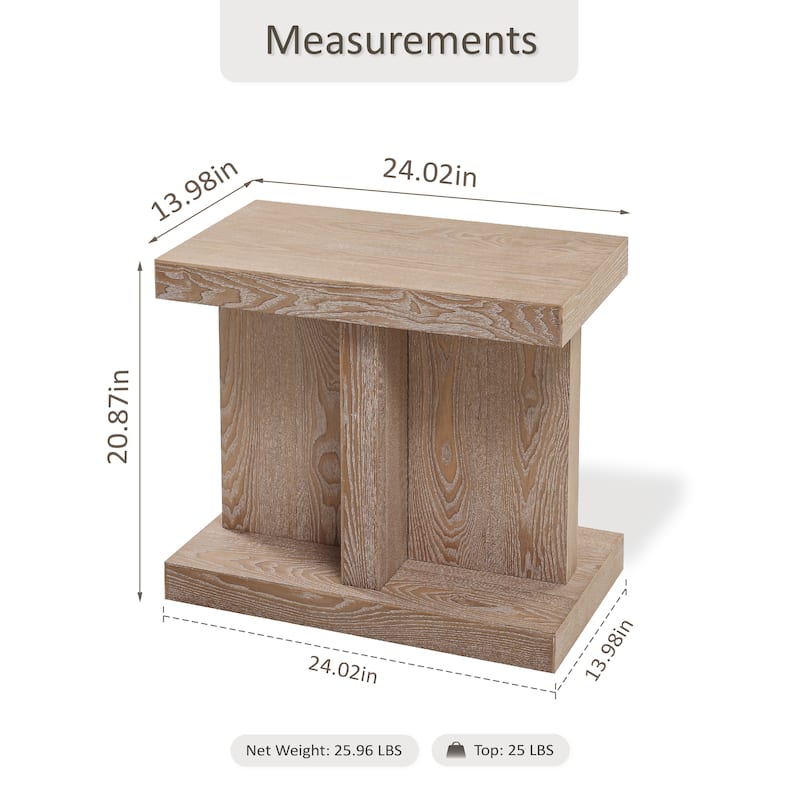 COZAYH Rustic End Table with Open Base Shelf, Simple Rectangular Side Table for Plants, Natural Grain Wood Accent Table