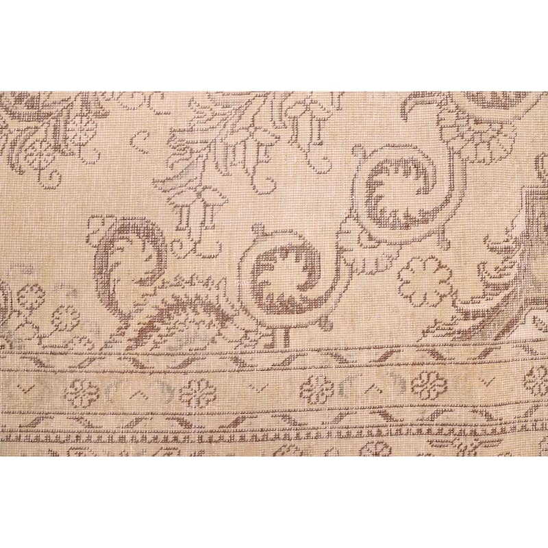 ECARPETGALLERY Hand-knotted Antalya Vintage Khaki Wool Rug - 9'0 x 11'8