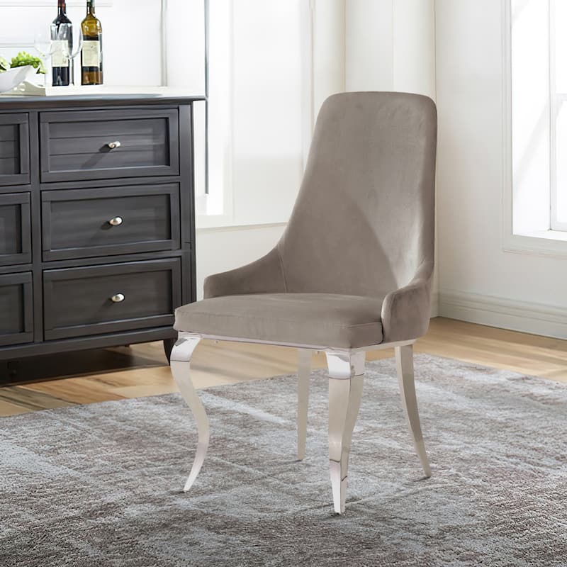 Silver/Gray Velvet Upholstered Metal Frame Dining Chair, Set of 2, Sturdy Dining Chair for Dining Rooms - 23.5