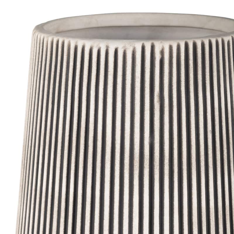 Sagebrook Home Ceramic Vase Contemporary Ivory and Beige Ridged Design Floral Vase For Decorative Table Accent