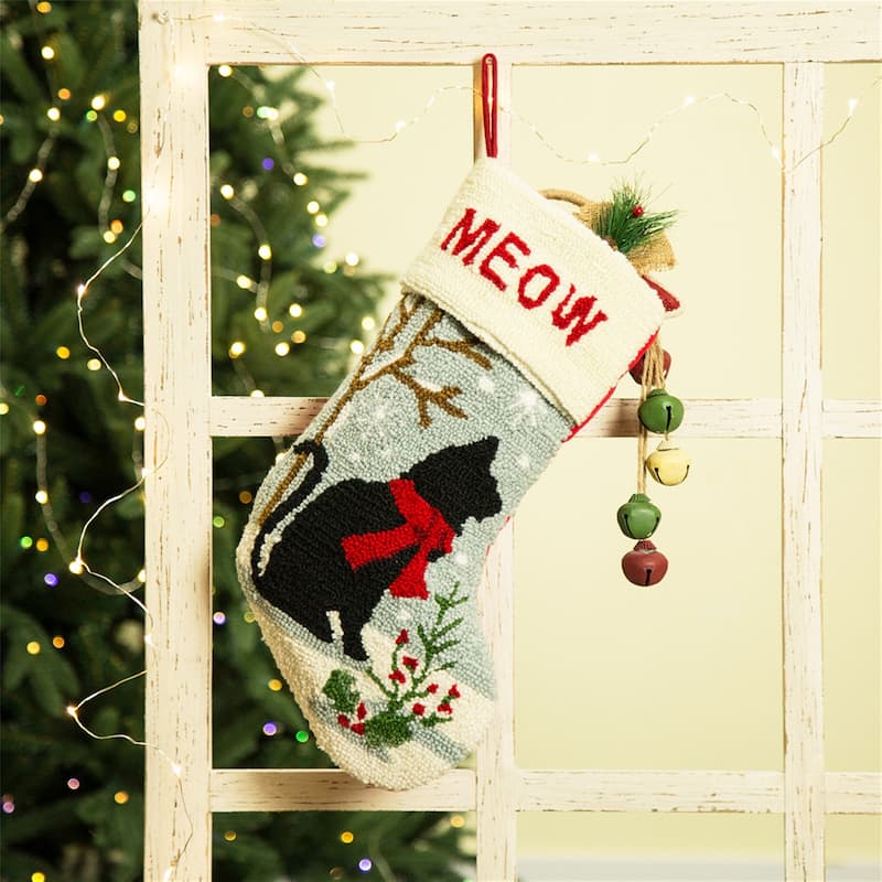 Glitzhome Christmas Reindeer Fox Cat Dog Dinosaur Warm Hooked Stocking