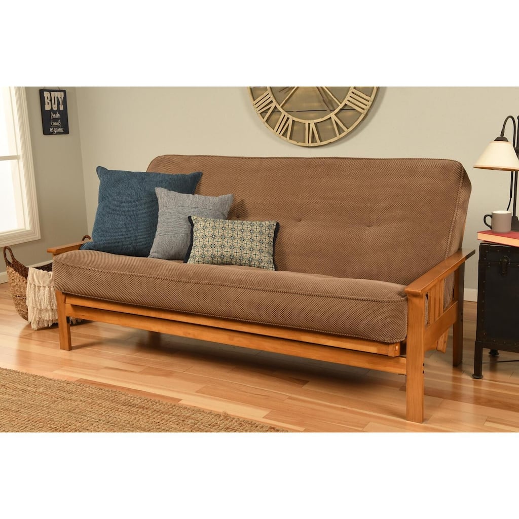 Futon Frame with Mattress - Full Size Hardwood Futon Sofa Bed - Mission Style Furniture