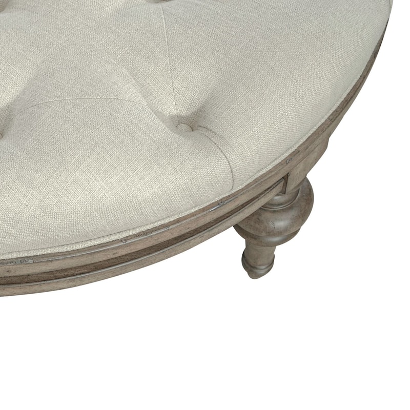 Americana Farmhouse Dusty Taupe Round Cocktail Ottoman