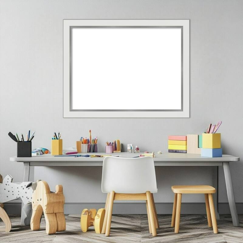 Amanti Art Eva Black Silver Narrow Framed Dry Erase Magnetic Board