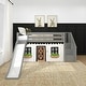 preview thumbnail 49 of 62, Max and Lily Classic Twin Low Loft with Stairs, Easy Slide and Curtain Grey, Black