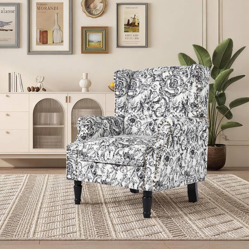 Wingback Accent Chair Nailhead Trim Living Room Reading Chair