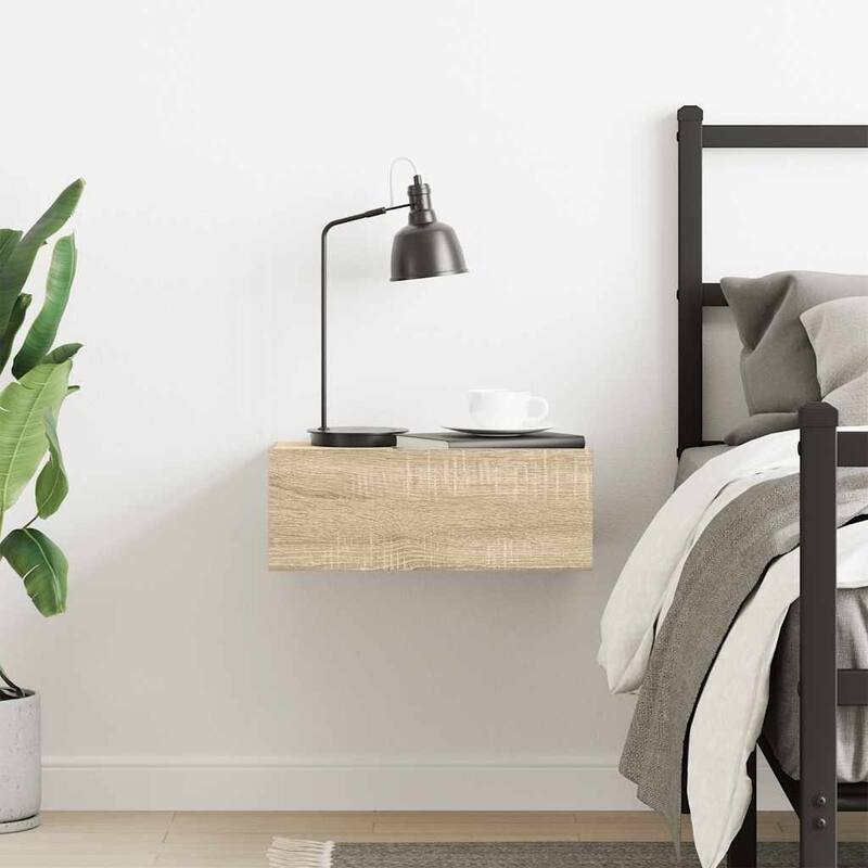 vidaXL Floating Nightstands Wall Mounted Bedside Furniture Engineered Wood