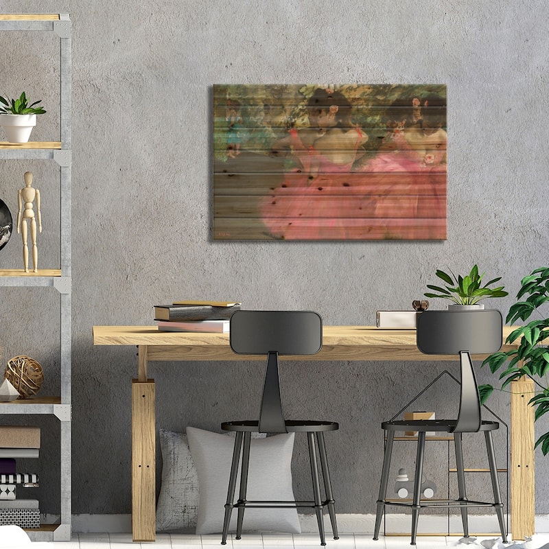 Ballerina In Red Print On Wood by Edgar Degas - Multi-Color