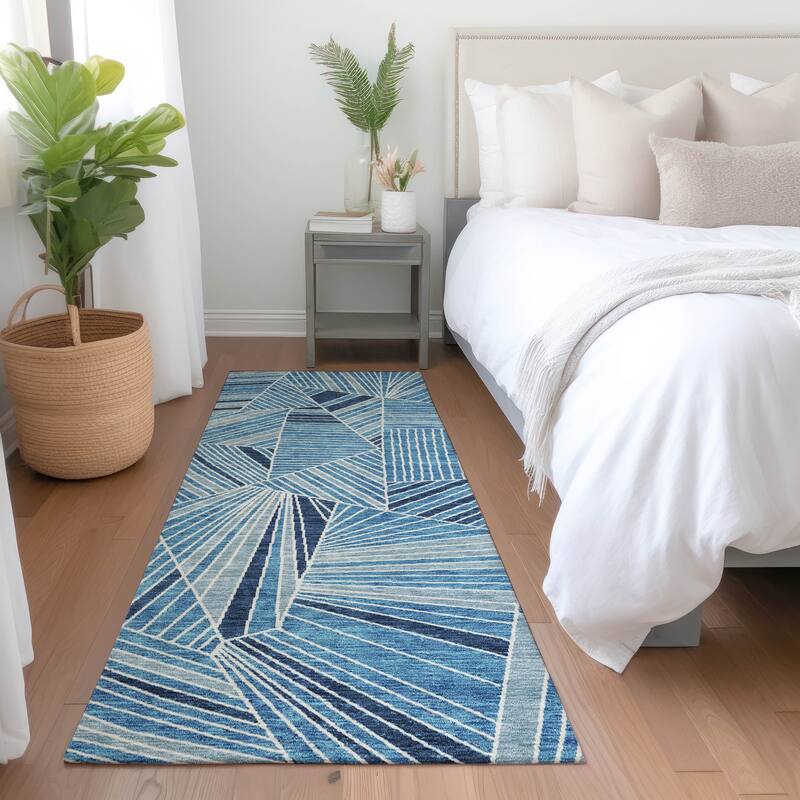 Premium Washable Super Soft Modern Mosaic Mayfield Rug - Blue - 2'3" x 7'6"