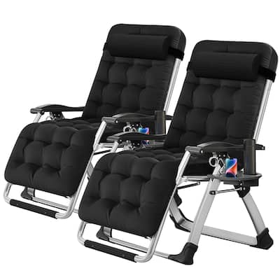 DoCred Zero Gravity Chair Lawn Lounger Chair with Pillow 2pcs