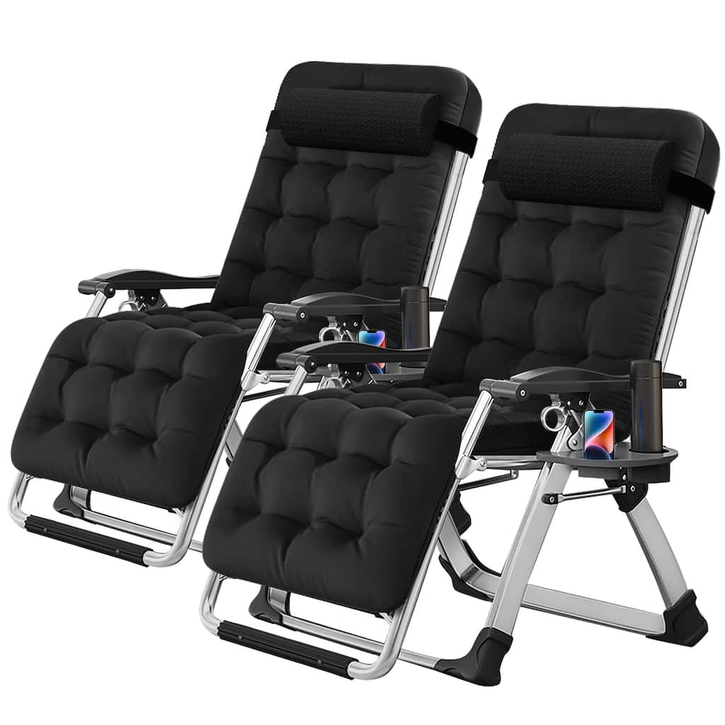 DoCred Zero Gravity Chair Lawn Lounger Chair with Pillow 2pcs
