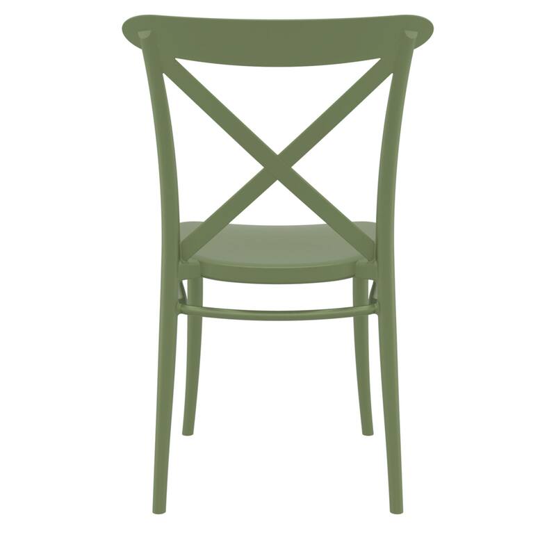 34.25" Olive Green Patio Cross Armless Dining Chair