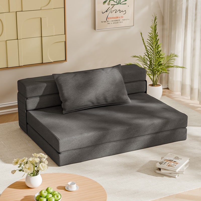 Folding Sofa Bed, Convertible Sleeper Chair with Pilow Foldable Matress, Comfy Floor Sofa Lounge for Living Room, Apartment
