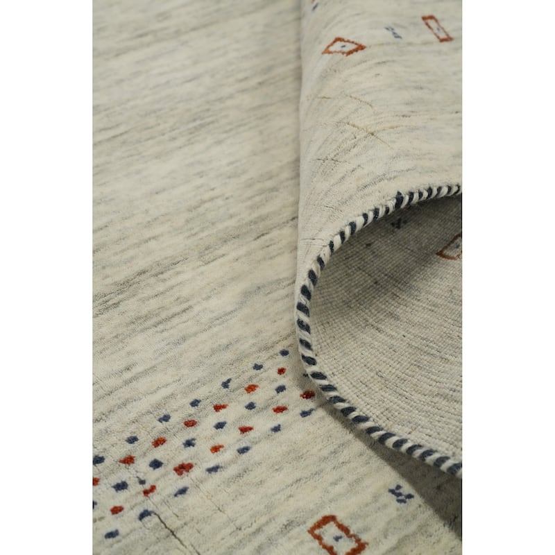 Hand Knotted Oriental 100% Wool Carpet Tribal Animal Pictorial Beige & Ivories Gabbeh Area Rug - 9' 9'' X 10' 0''