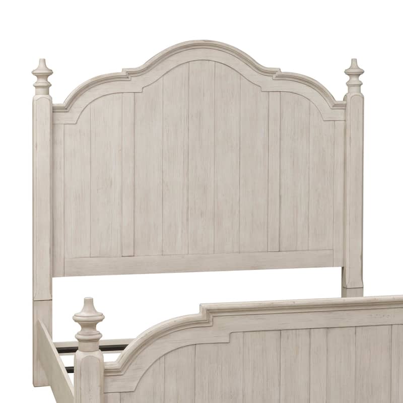 Farmhouse Reimagined Antique White with Chestnut King Poster Bed
