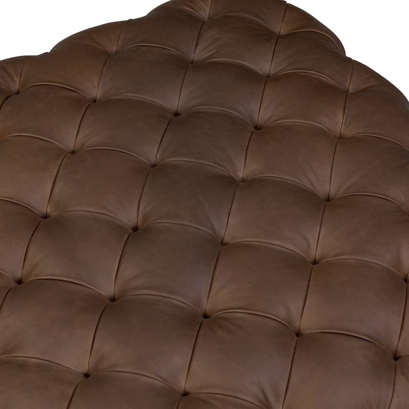 Poly & Bark Turin Leather Ottoman in Cognac Tan