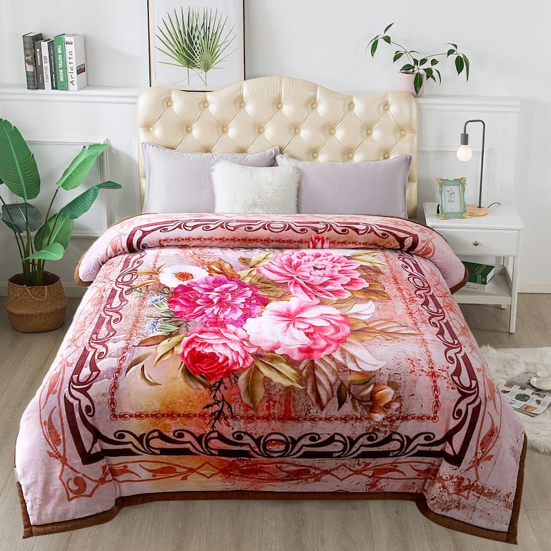 3 Ply Reversible Fleece Comforter for Winter 85"x93" 8lbs