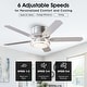 preview thumbnail 10 of 9, Vaczon 52" Modern Brushed Nickel 5-blade Flush Mount Smart Ceiling Fan with Light and App Control