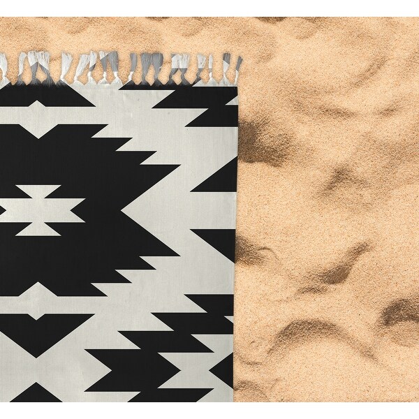 Black and deals white beach blanket