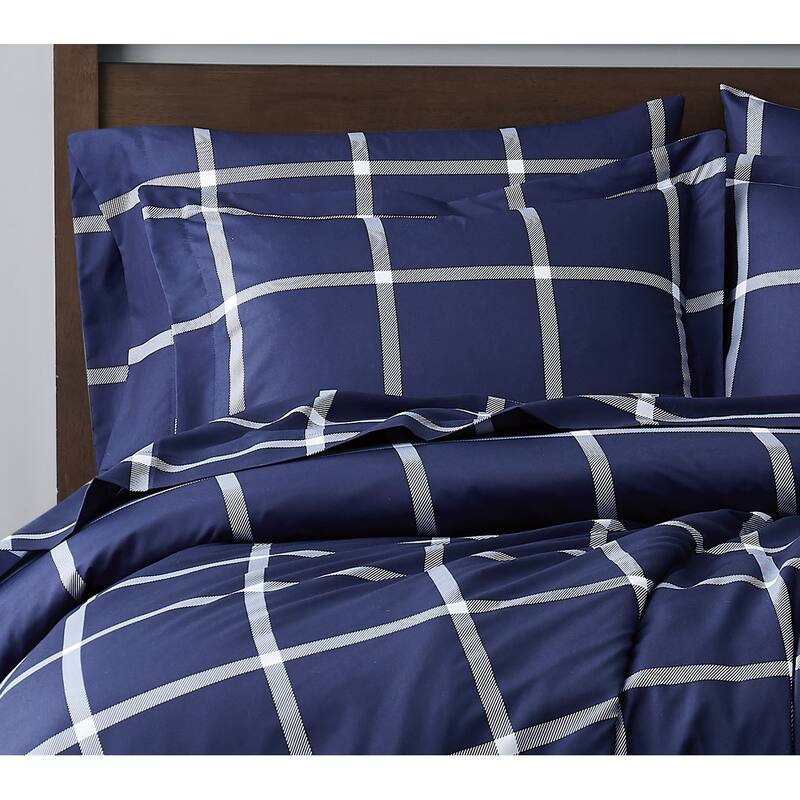 Truly Soft Printed Windowpane 3 Piece Comforter Set