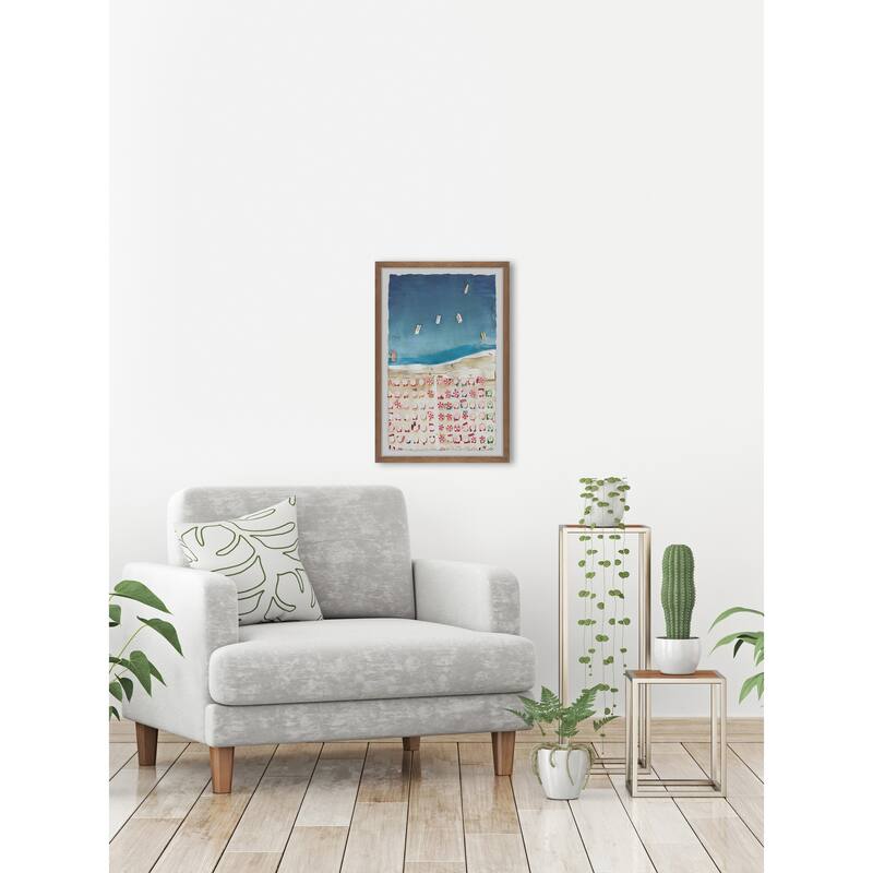 Beach Scene Painting Print - 16x24 Framed Wall Art - Coastal Home Decor - Ready to Hang Artwork