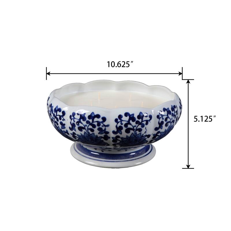 10.63in Scallop Chinoiserie Ceramic Candle (67 oz) - Bamboo