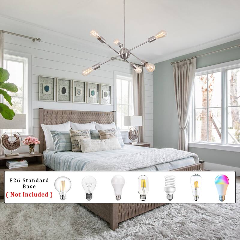 6-Light Sputnik Chandelier for Living Room Bedroom