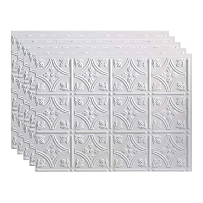 FASÄDE Traditional Style 1 Decorative Vinyl Backsplash Panel - 5 Pack - Matte White